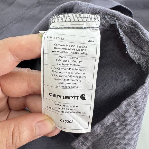 Carhartt Scrub‎ Shirt Mens Medium Blue Grey Medical Workwear Utility Healthcare - Picture 4 of 7